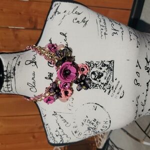 Chunky Rose Whimsical Necklace 18"